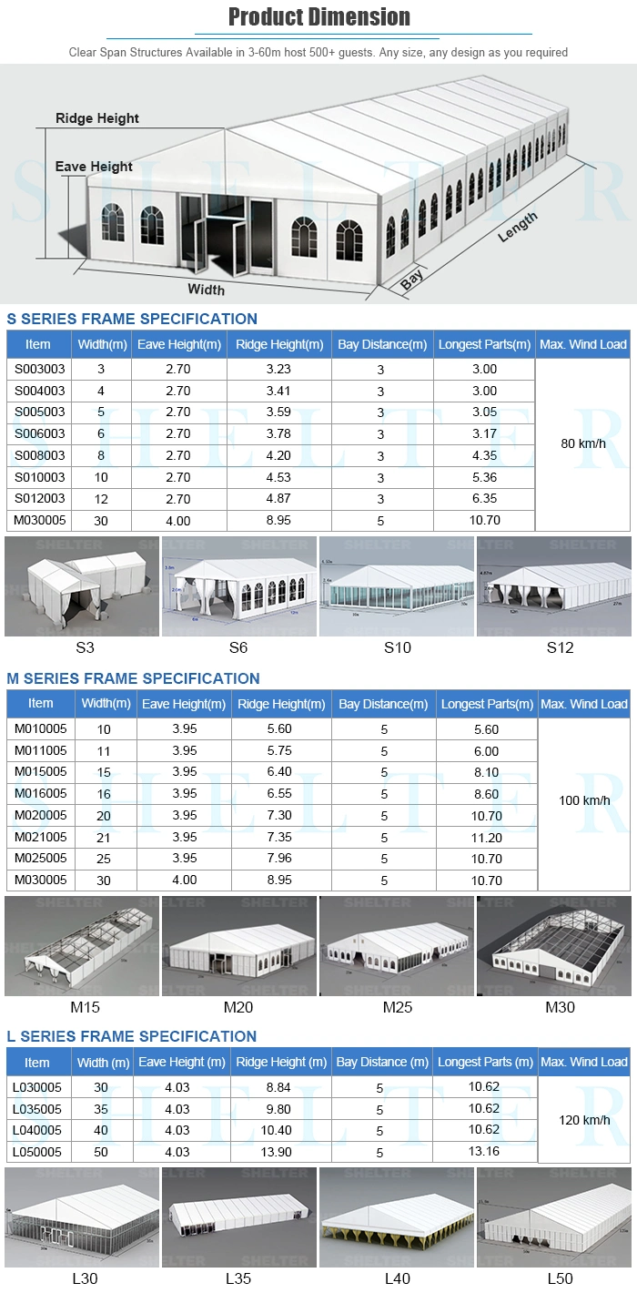 300-500 People Capacity White Roof Wedding Party Marquee Church Tents