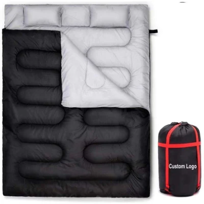 Dandelion Sacos de dormir dobles con 2 almohadas Ligero 2 personas Saco de dormir al aire libre Campamento Mochila para adultos